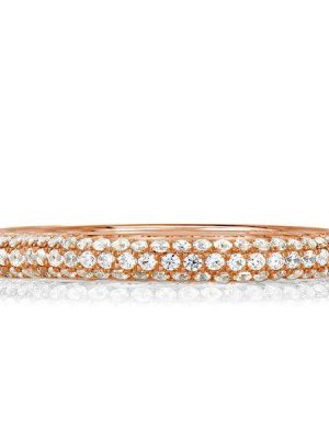 Rose Gold Micro Pave White Sapphire Band Ring - Sterling Silver