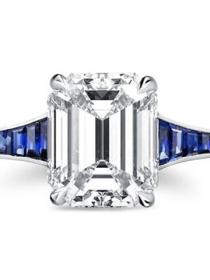 Emerald Engagement Ring in 925 Sterling Silver with 5.00 CT Center Stone