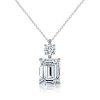 White Sapphire Emerald Cut Necklace & Drop Earrings Set - Sterling Silver