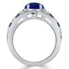 Oval Blue Sapphire Sterling Silver Vintage Style Engagement Cocktail Ring