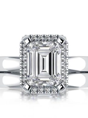 Halo Created White Sapphire Bridal Set in Sterling Silver