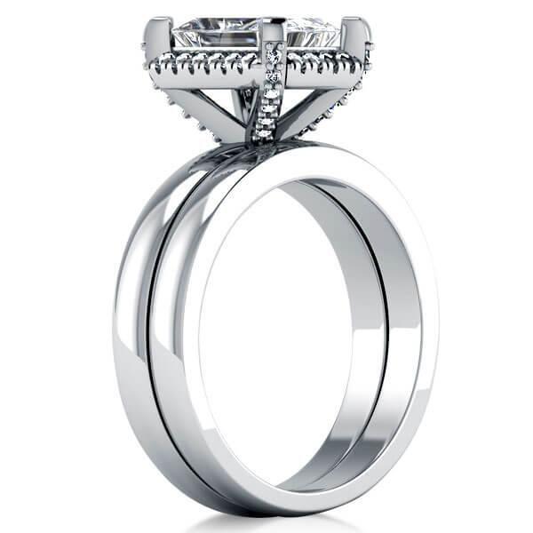 Halo Created White Sapphire Bridal Set in Sterling Silver