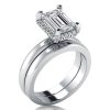 Halo Created White Sapphire Bridal Set in Sterling Silver