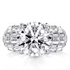 Emerald Cut Sterling Silver Engagement Ring - Split Shank Design