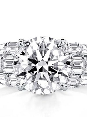 Emerald Cut Sterling Silver Engagement Ring - Split Shank Design