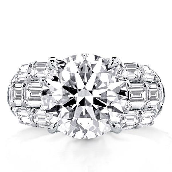 Emerald Cut Sterling Silver Engagement Ring - Split Shank Design
