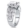 Emerald Cut Sterling Silver Engagement Ring - Split Shank Design
