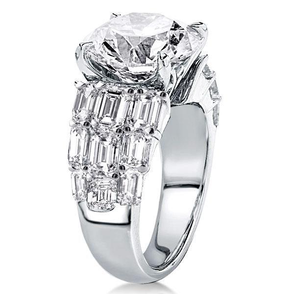 Emerald Cut Sterling Silver Engagement Ring - Split Shank Design