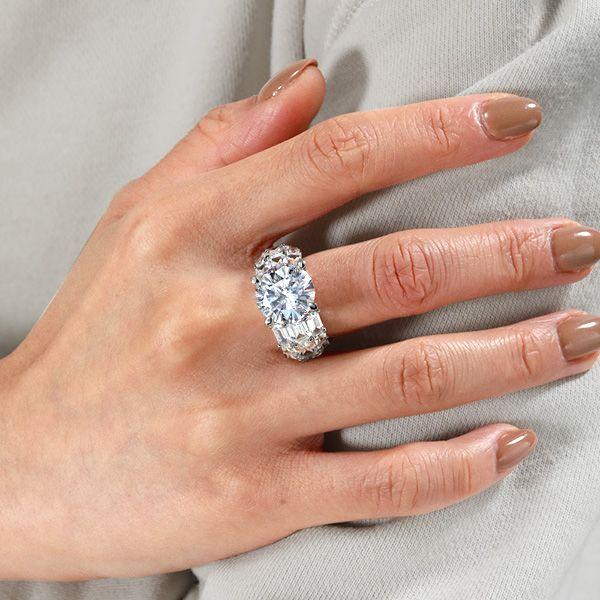 Emerald Cut Sterling Silver Engagement Ring - Split Shank Design