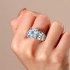 Emerald Cut Sterling Silver Engagement Ring - Split Shank Design