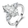 Marquise Cut Sapphire Engagement Ring - Sterling Silver Three Stone Ring