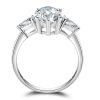 Marquise Cut Sapphire Engagement Ring - Sterling Silver Three Stone Ring