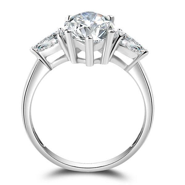 Marquise Cut Sapphire Engagement Ring - Sterling Silver Three Stone Ring
