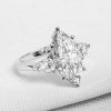Marquise Cut Sapphire Engagement Ring - Sterling Silver Three Stone Ring