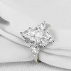 Marquise Cut Sapphire Engagement Ring - Sterling Silver Three Stone Ring