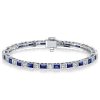 Baguette Blue Sapphire Tennis Bracelet in Sterling Silver - 6, 7, 8, 9 inch
