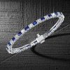 Baguette Blue Sapphire Tennis Bracelet in Sterling Silver - 6, 7, 8, 9 inch