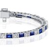 Baguette Blue Sapphire Tennis Bracelet in Sterling Silver - 6, 7, 8, 9 inch