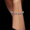 Baguette Blue Sapphire Tennis Bracelet in Sterling Silver - 6, 7, 8, 9 inch