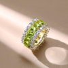 Oval Cut Peridot Wedding Band in Sterling Silver with Rhodium Plating