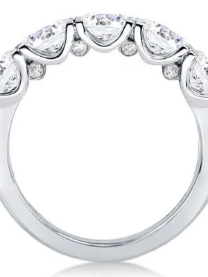 East West Oval White Sapphire Wedding Band in Sterling Silver (2.50 CT)