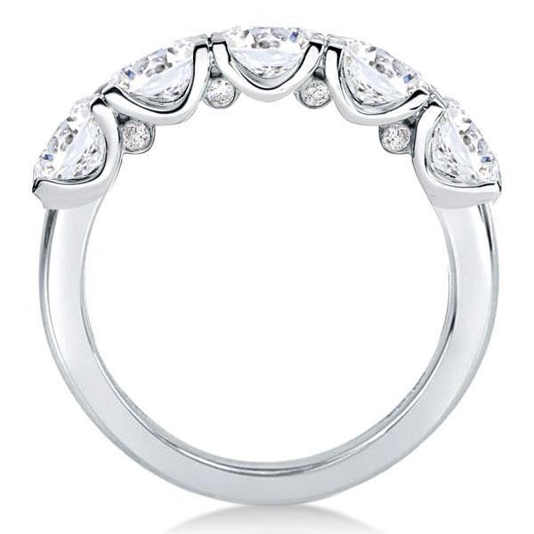 East West Oval White Sapphire Wedding Band in Sterling Silver (2.50 CT)