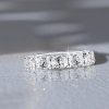 East West Oval White Sapphire Wedding Band in Sterling Silver (2.50 CT)