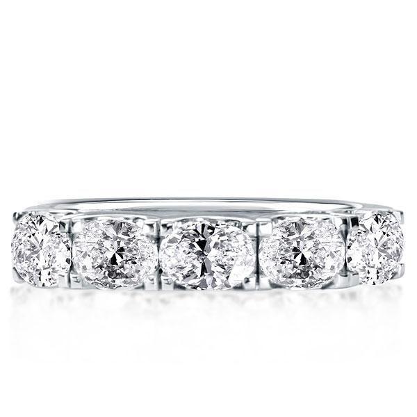 East West Oval White Sapphire Wedding Band in Sterling Silver (2.50 CT)