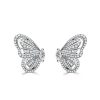 Dancing Butterfly Stud Earrings White Sapphire 925 Sterling Silver for Women