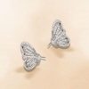 Dancing Butterfly Stud Earrings White Sapphire 925 Sterling Silver for Women