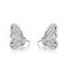 Dancing Butterfly Stud Earrings White Sapphire 925 Sterling Silver for Women