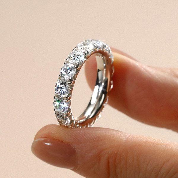 925 Sterling Silver French Setting Round Eternity Band for Women - 4.25 CT. TW.