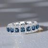 Princess Cut Blue Topaz Eternity Band Ring in Sterling Silver - Anniversary Ring
