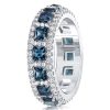 Princess Cut Blue Topaz Eternity Band Ring in Sterling Silver - Anniversary Ring