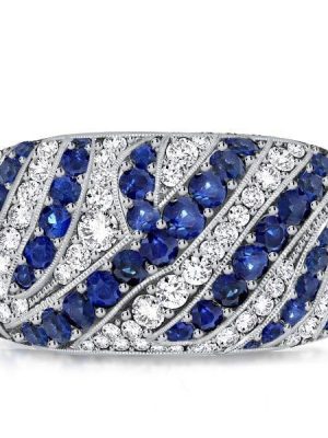 Vintage Milgrain Blue Sapphire Cocktail Ring in Sterling Silver (1.46 CT. TW.)