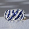 Vintage Milgrain Blue Sapphire Cocktail Ring in Sterling Silver (1.46 CT. TW.)
