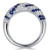 Vintage Milgrain Blue Sapphire Cocktail Ring in Sterling Silver (1.46 CT. TW.)