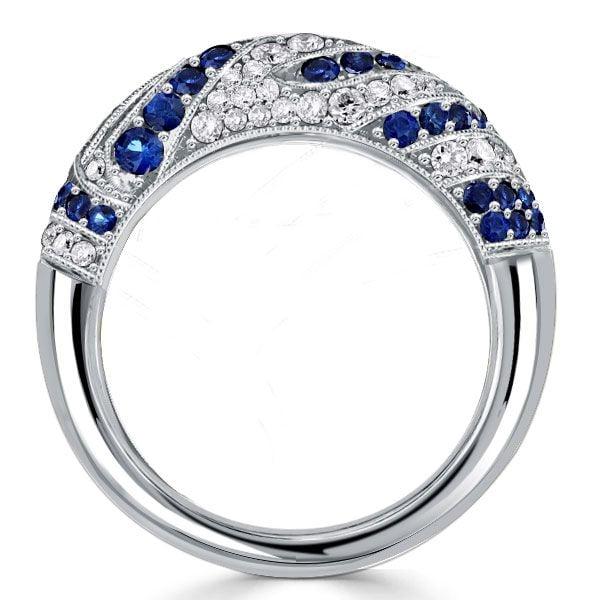 Vintage Milgrain Blue Sapphire Cocktail Ring in Sterling Silver (1.46 CT. TW.)