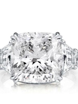Sterling Silver Double Prong Three Stone Engagement Ring - 9.52 CT Center