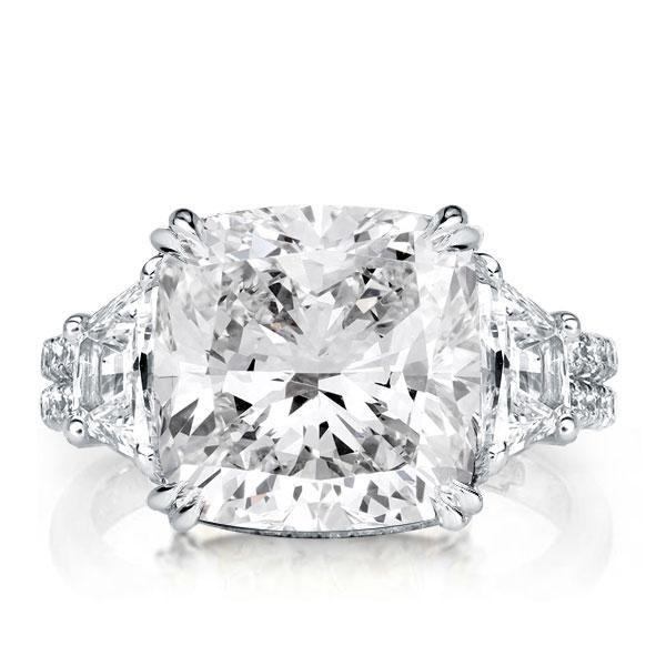 Sterling Silver Double Prong Three Stone Engagement Ring - 9.52 CT Center