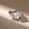 Sterling Silver Double Prong Three Stone Engagement Ring - 9.52 CT Center