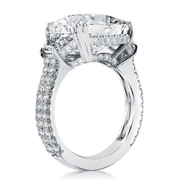 Sterling Silver Double Prong Three Stone Engagement Ring - 9.52 CT Center