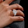 Sterling Silver Double Prong Three Stone Engagement Ring - 9.52 CT Center