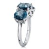 Three Stone Blue Topaz Engagement and Wedding Ring Set for Women in Sterling Silver