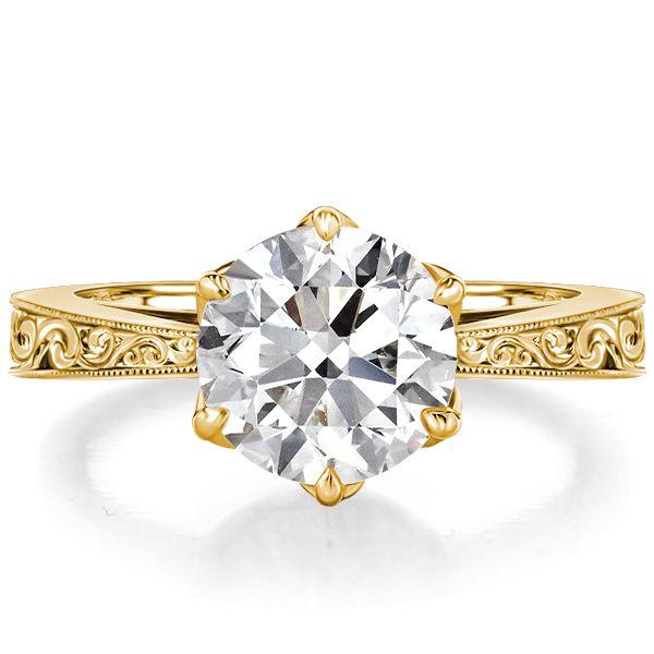 Round Cut Solitaire Engagement Ring - 925 Sterling Silver Vintage Style