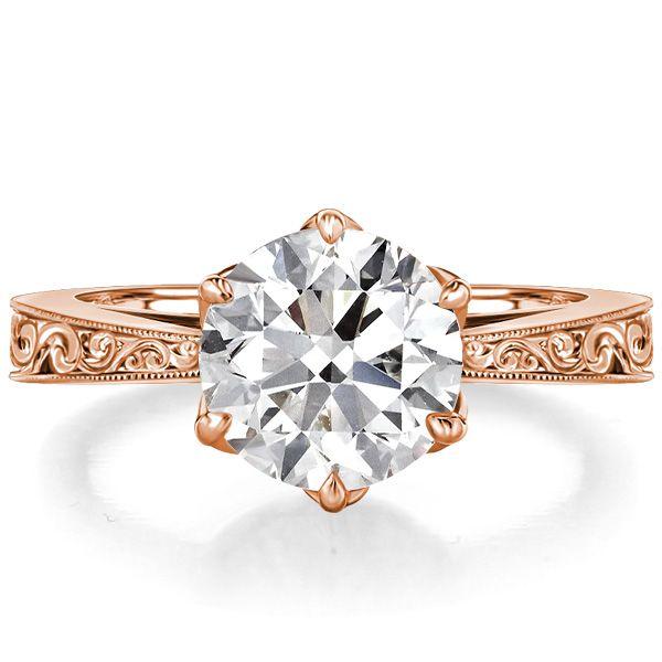 Round Cut Solitaire Engagement Ring - 925 Sterling Silver Vintage Style