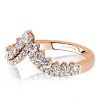 18K Rose Gold Plated Sterling Silver V Wedding Band with 1.98 CT. TW. Stones