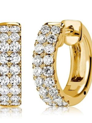 Double Row Diamond Accent Huggie Hoop Earrings in Sterling Silver