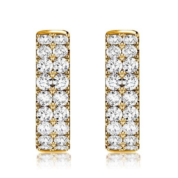 Double Row Diamond Accent Huggie Hoop Earrings in Sterling Silver