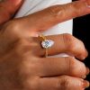 18K Gold Plated Pear Cut White Sapphire Engagement Ring with 2.61 CT. TW. Center Stone